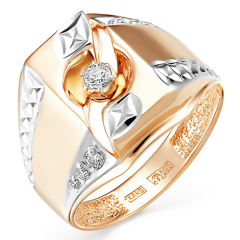 Кольцо, золото, фианит, 51-0028